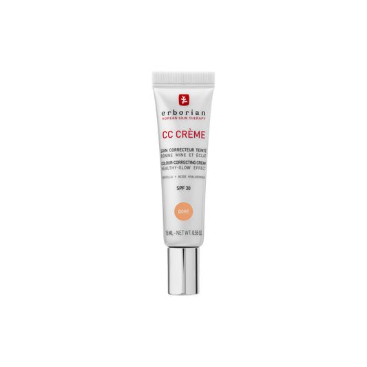 Erborian - CC Crème con Centella Asiática - Crema Facial Iluminadora de Alta Definición y Maquillaje - Protección Solar SPF 30 - Cosmética Coreana - Doré 15ml