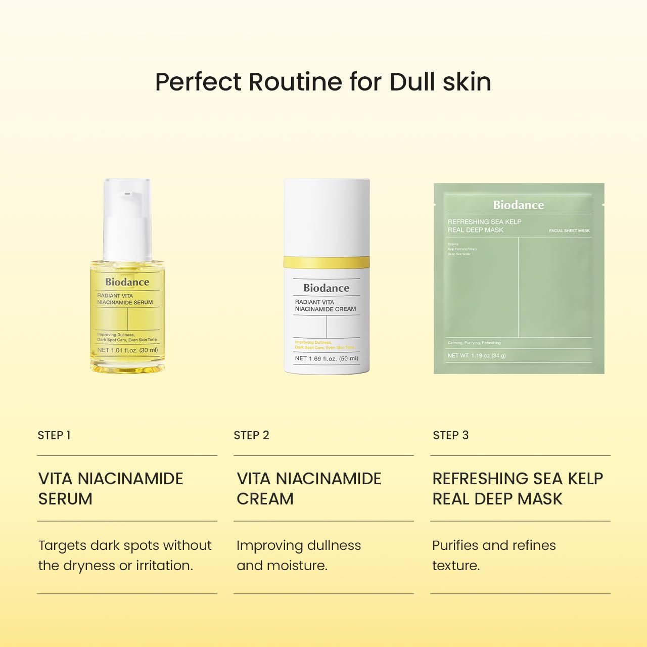 BIODANCE Radiant Vita Niacinamide Cream - Crema Facial Iluminadora con Vitamina C y B12, Corrector de Manchas Oscuras e Hidratante, K-Beauty, Cuidado Facial Coreano, 50ml