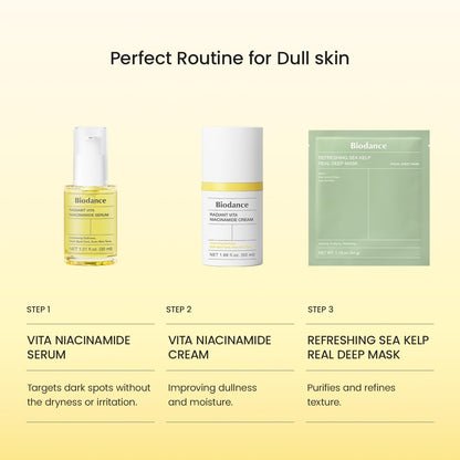 BIODANCE Radiant Vita Niacinamide Cream - Crema Facial Iluminadora con Vitamina C y B12, Corrector de Manchas Oscuras e Hidratante, K-Beauty, Cuidado Facial Coreano, 50ml