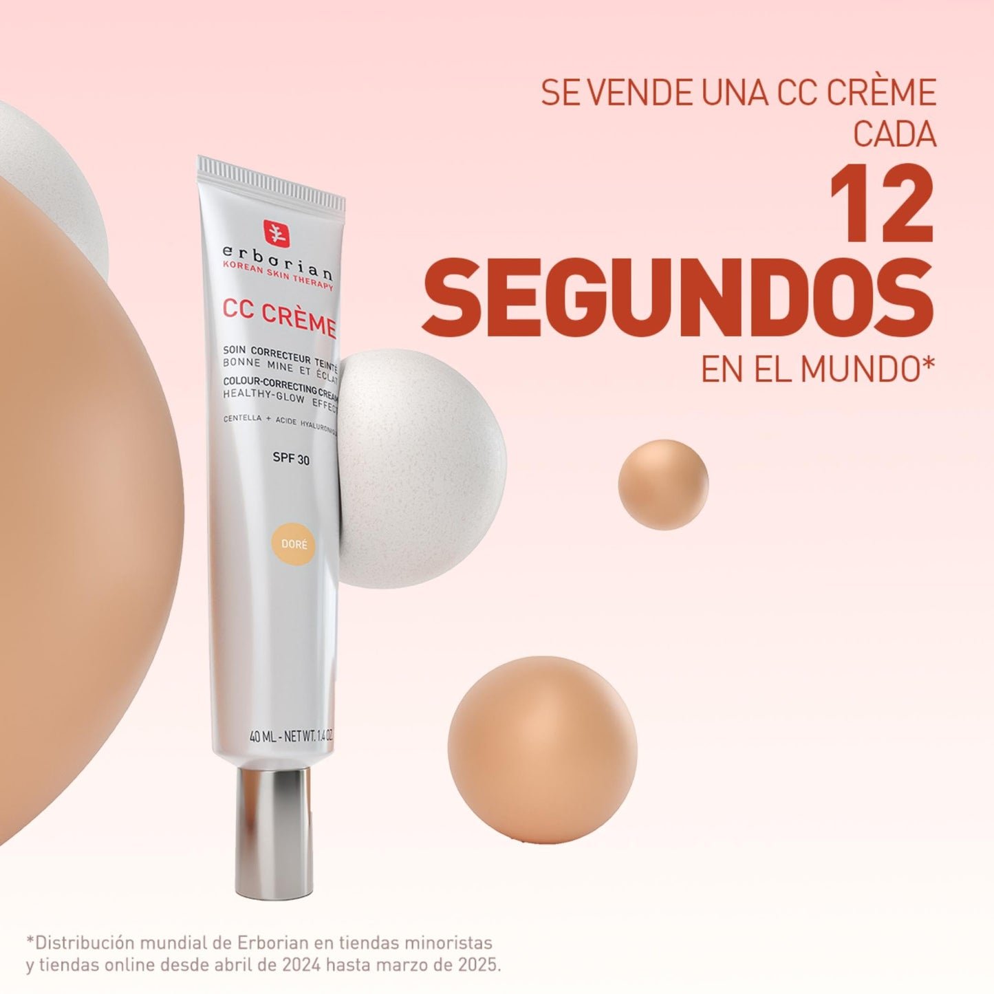 Erborian - CC Crème con Centella Asiática - Crema Facial Iluminadora de Alta Definición y Maquillaje - Protección Solar SPF 30 - Cosmética Coreana - Doré 15ml
