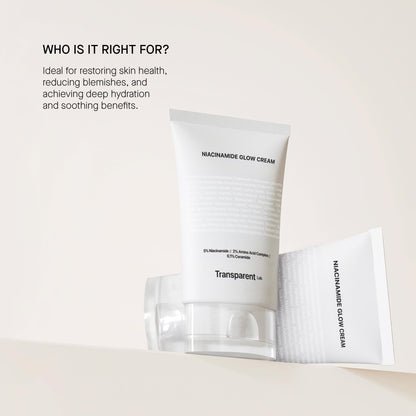 Transparent Lab Niacinamide Glow Cream Crema Facial Iluminadora 50 ml – Con 5% Niacinamida, Ceramidas y Aminoácidos, Hidratación Profunda, Unifica Tono, Ilumina y Refuerza la Barrera Cutánea