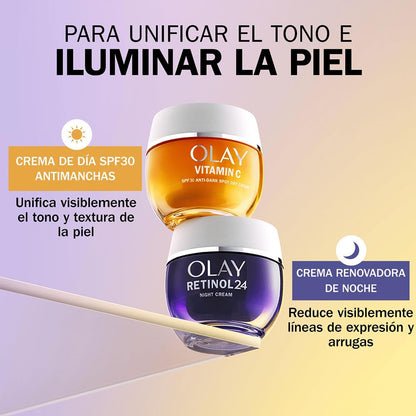 Olay Vitamin C Crema Facial de Día SPF30. Skincare Hidratante, Iluminador y Antimanchas con Protección Solar SPF30. Con Vitamina C y Niacinamida. Unifica e Hidrata. No Grasa, No Pegajosa. 50ml