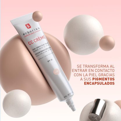 Erborian - CC Crème con Centella Asiática - Crema Facial Iluminadora de Alta Definición y Maquillaje - Protección Solar SPF 30 - Cosmética Coreana - Doré 40ml