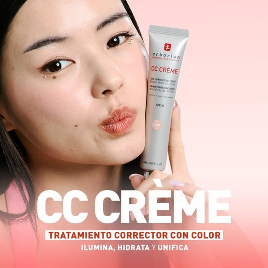 Erborian - CC Crème con Centella Asiática - Crema Facial Iluminadora de Alta Definición y Maquillaje - Protección Solar SPF 30 - Cosmética Coreana - Doré 40ml